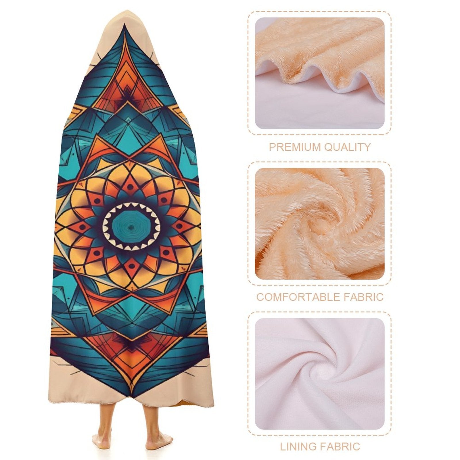 Manta con capucha geométrica