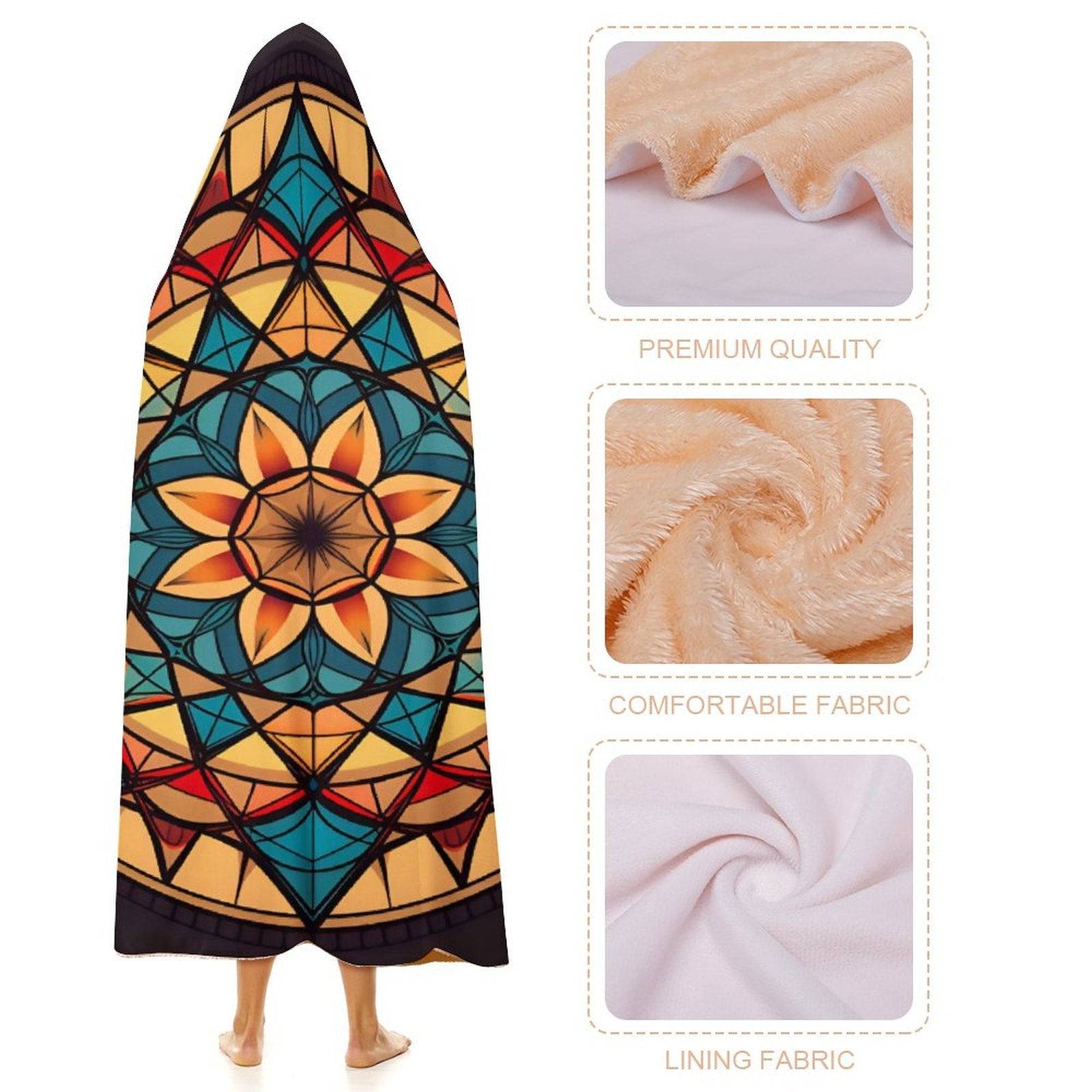Manta con capucha geométrica