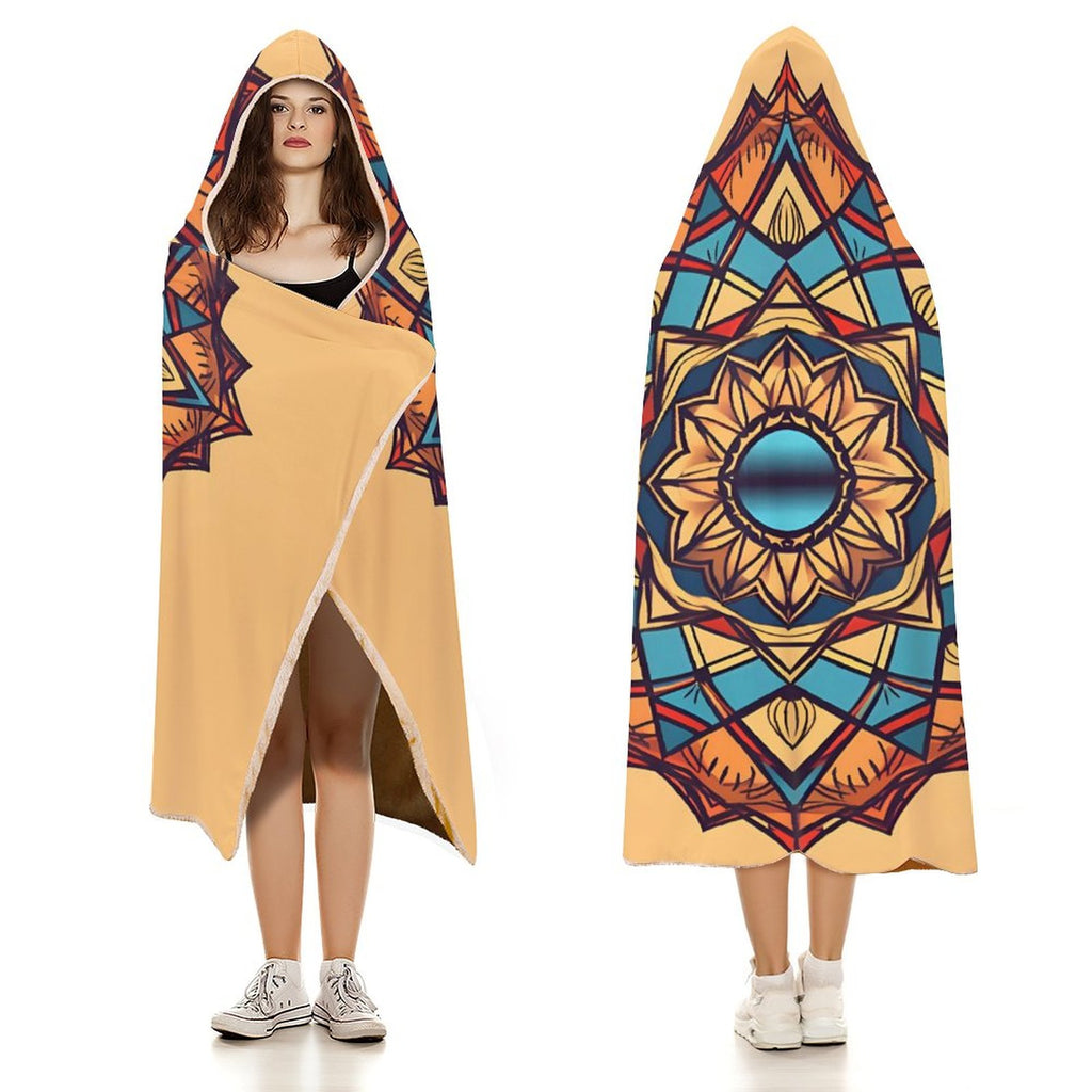 Manta con capucha geométrica
