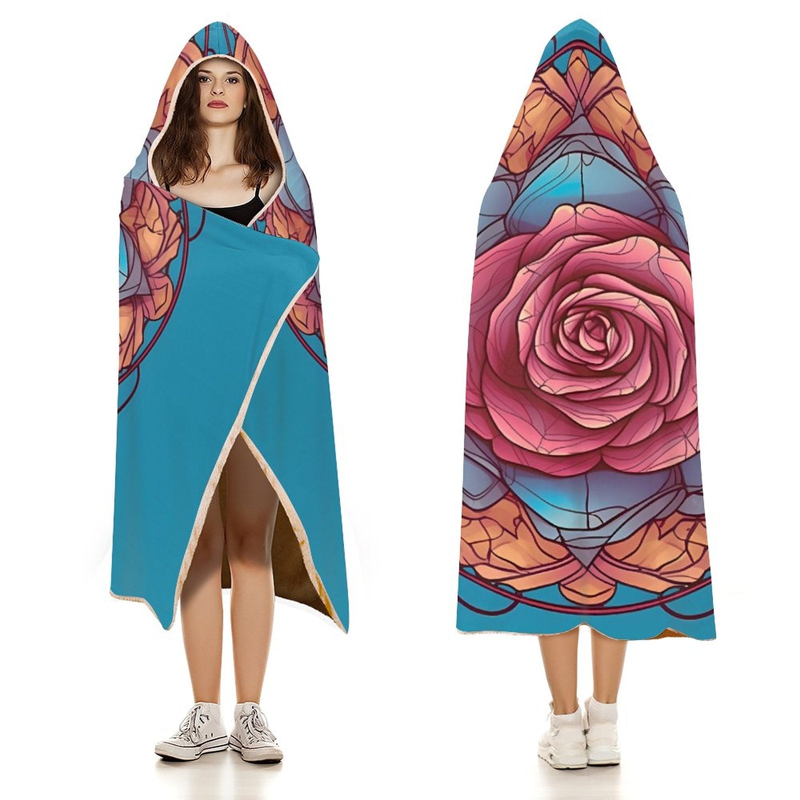 Manta con capucha de rosas