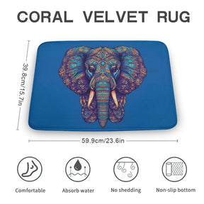 Elephant Coral Velvet Rug