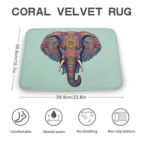 Elephant Coral Velvet Rug