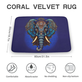 Elephant Coral Velvet Rug