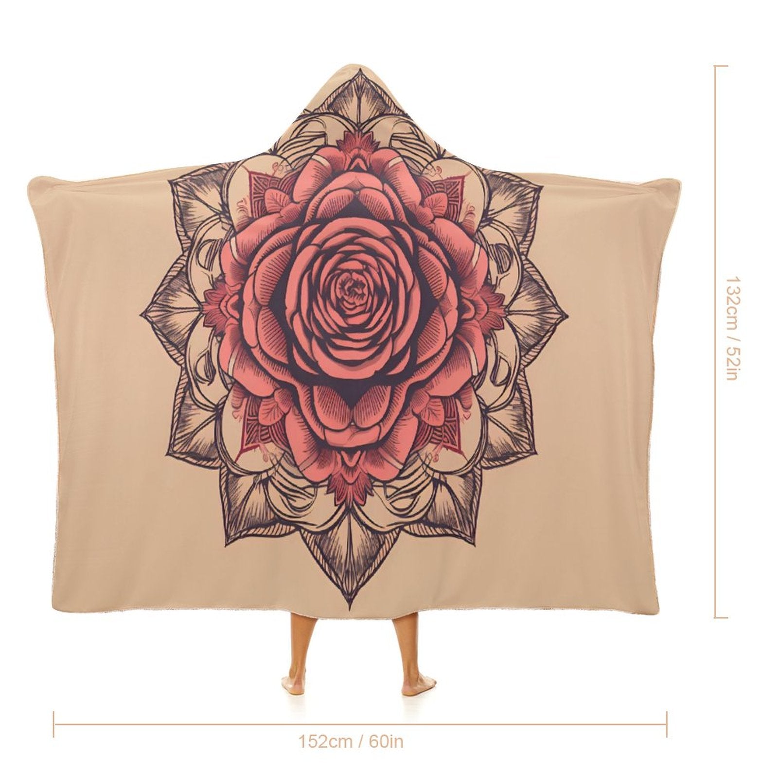 Manta con capucha de rosas