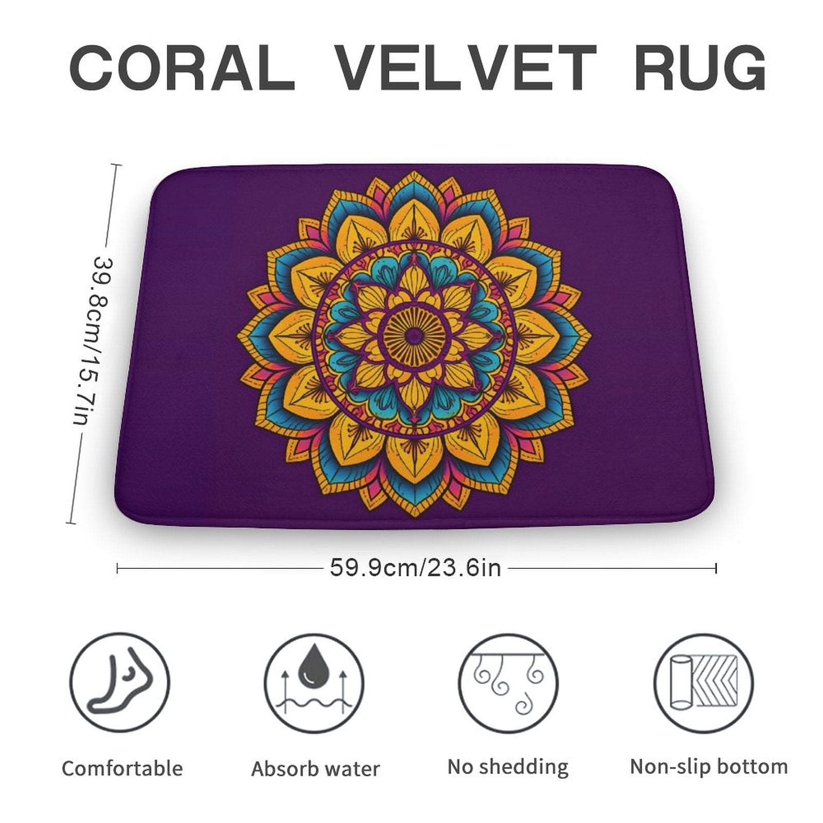 Alfombra de terciopelo coral con diseño de girasol