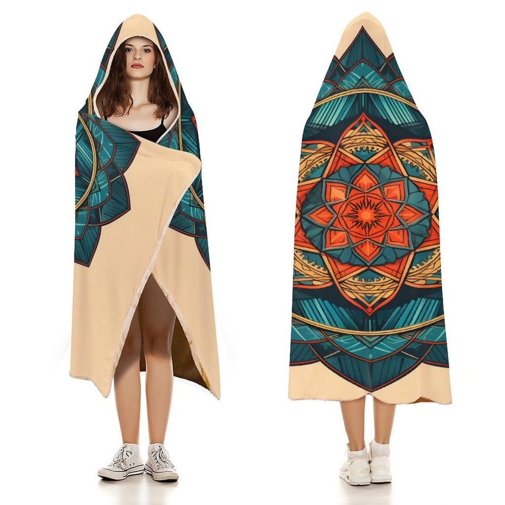 Manta con capucha geométrica