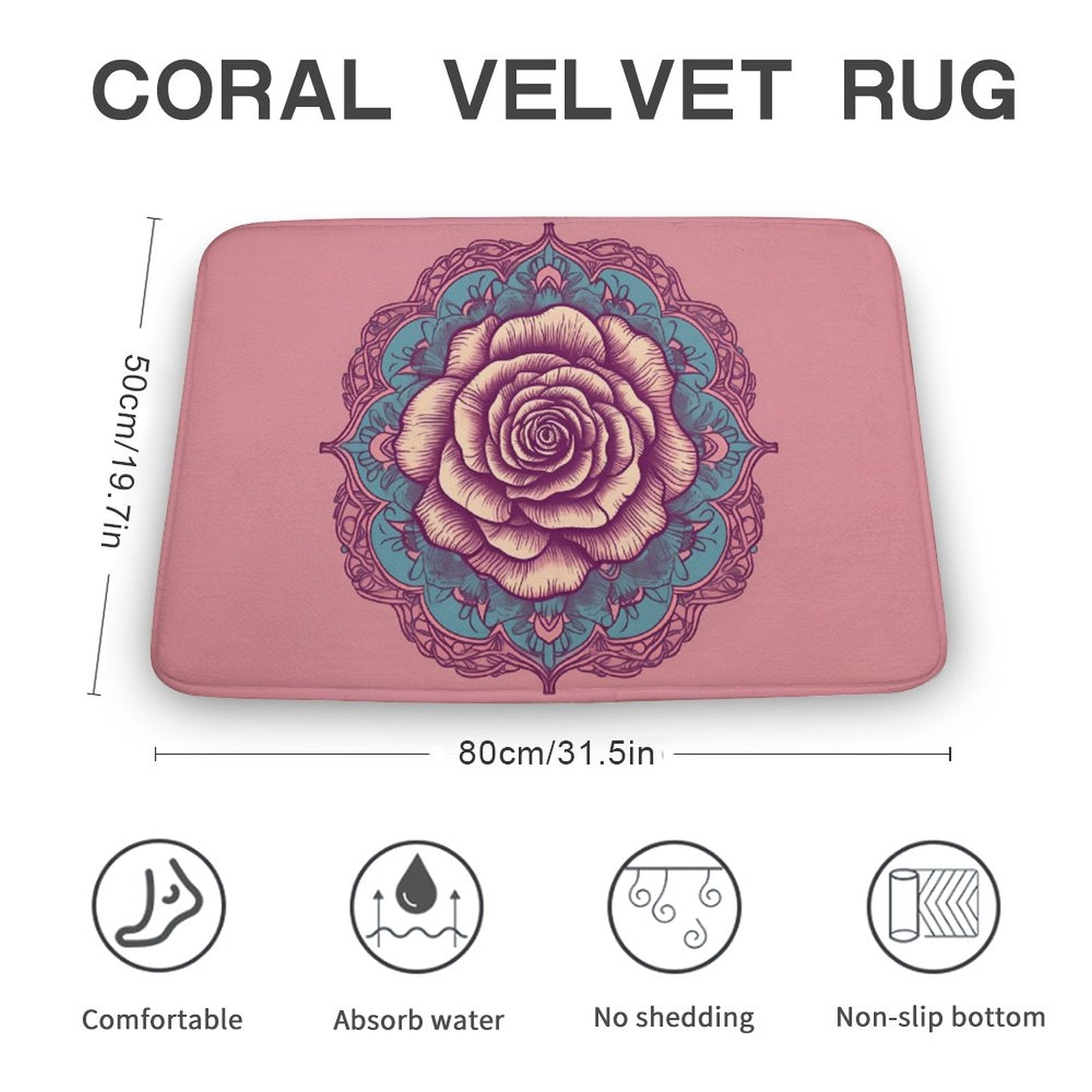 Alfombra de terciopelo coral rosa