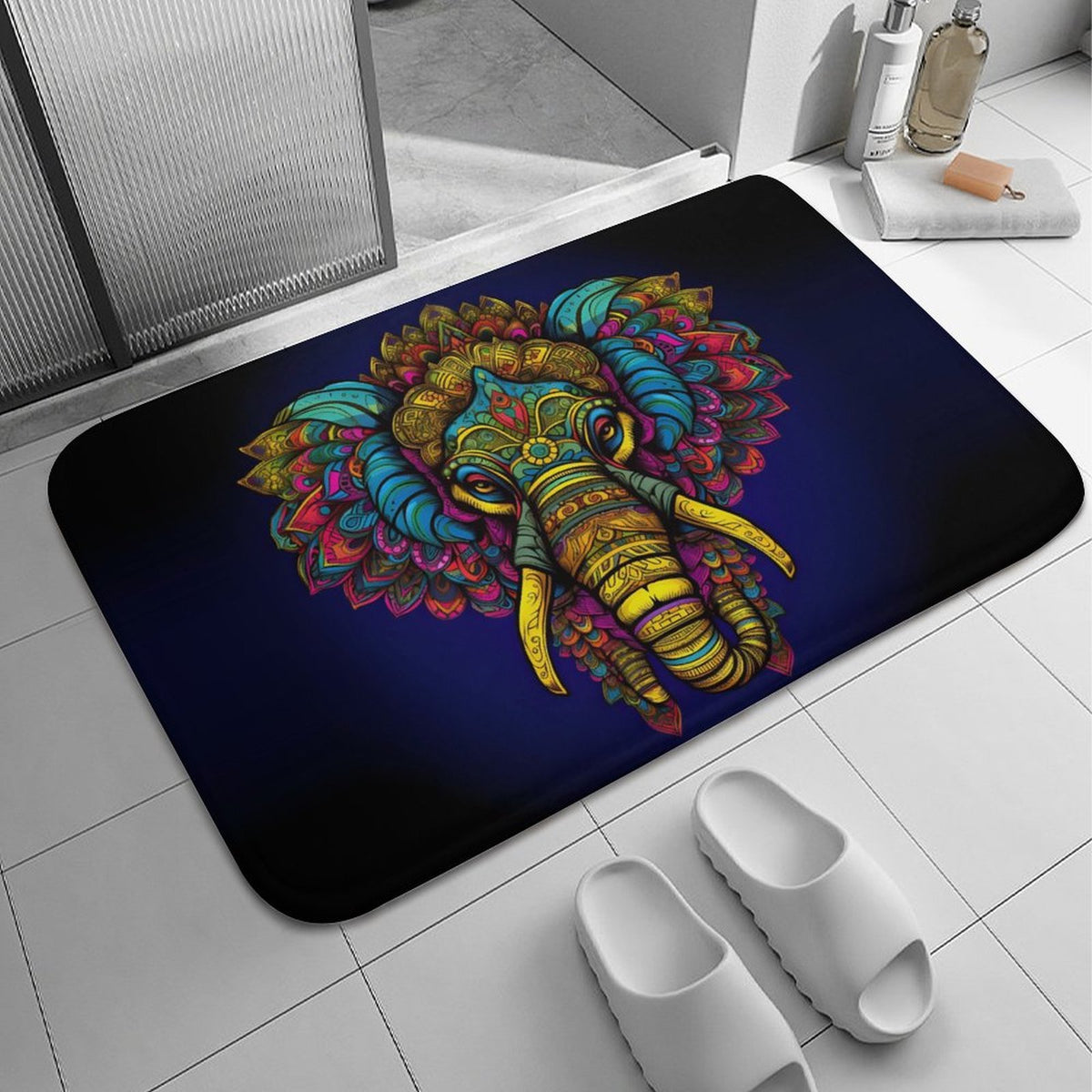 Elephant Coral Velvet Rug