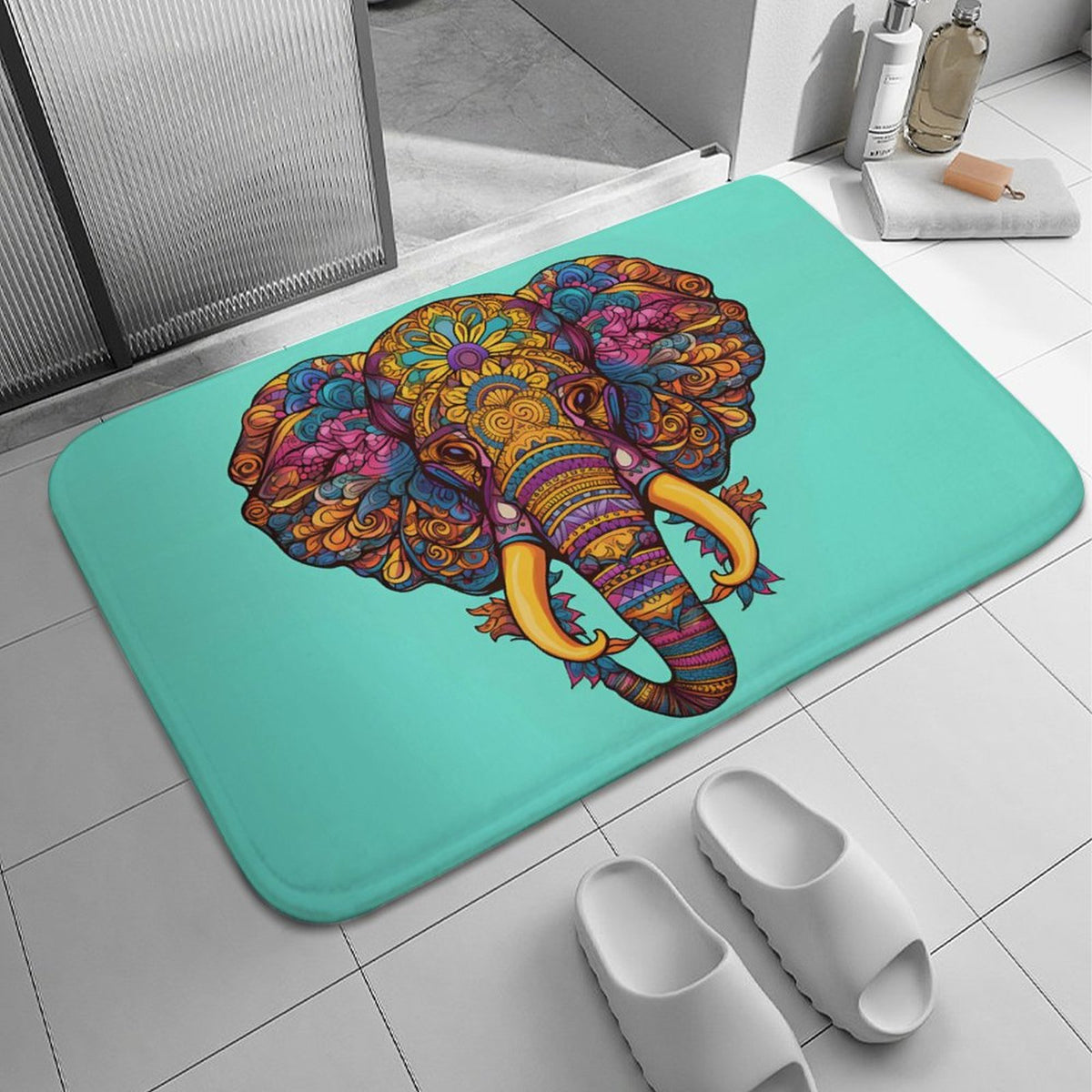 Elephant Coral Velvet Rug