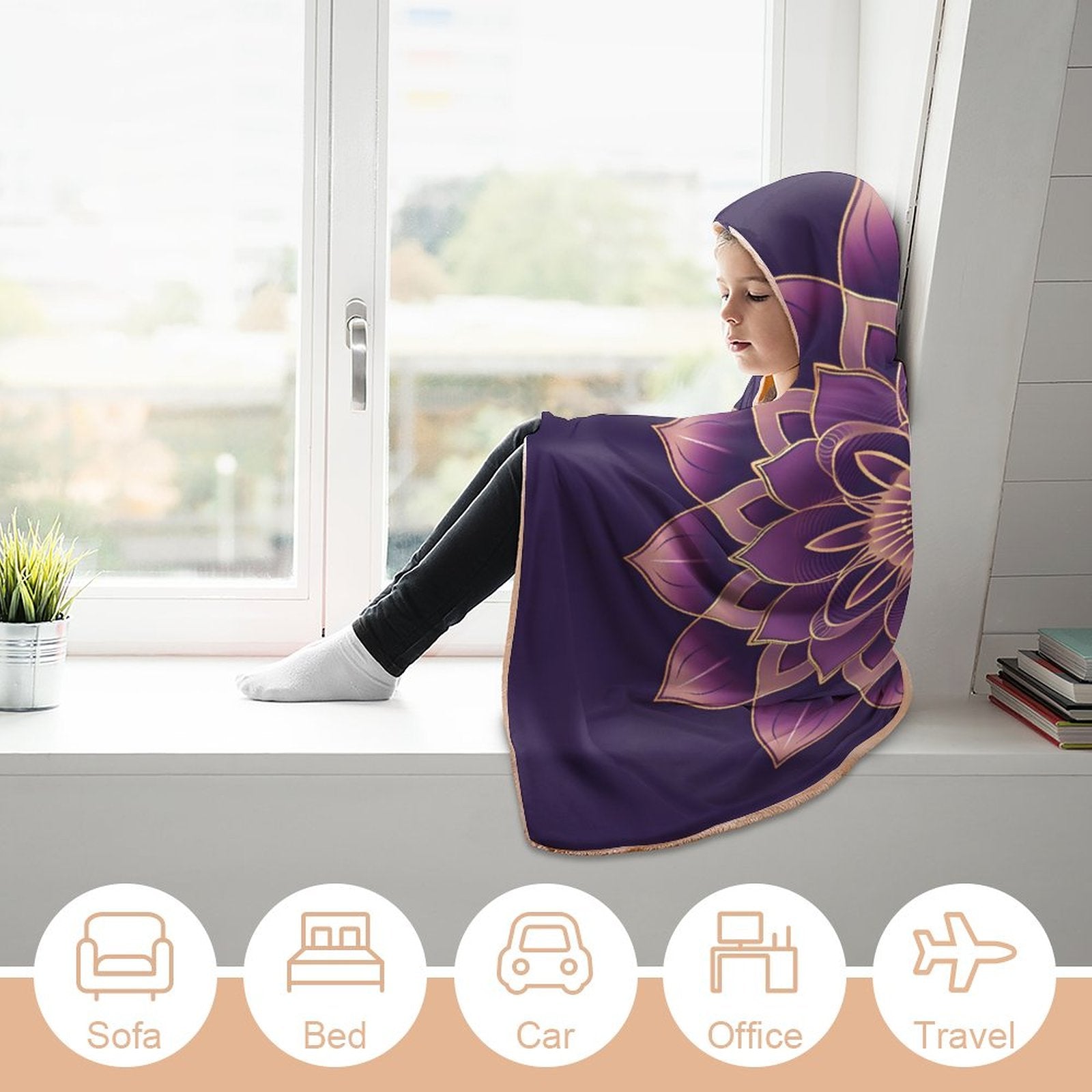 Lotus Hooded Blanket