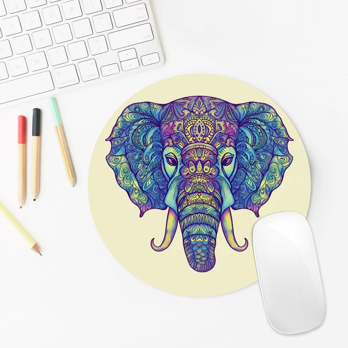 Elephant Round Mouse Pad