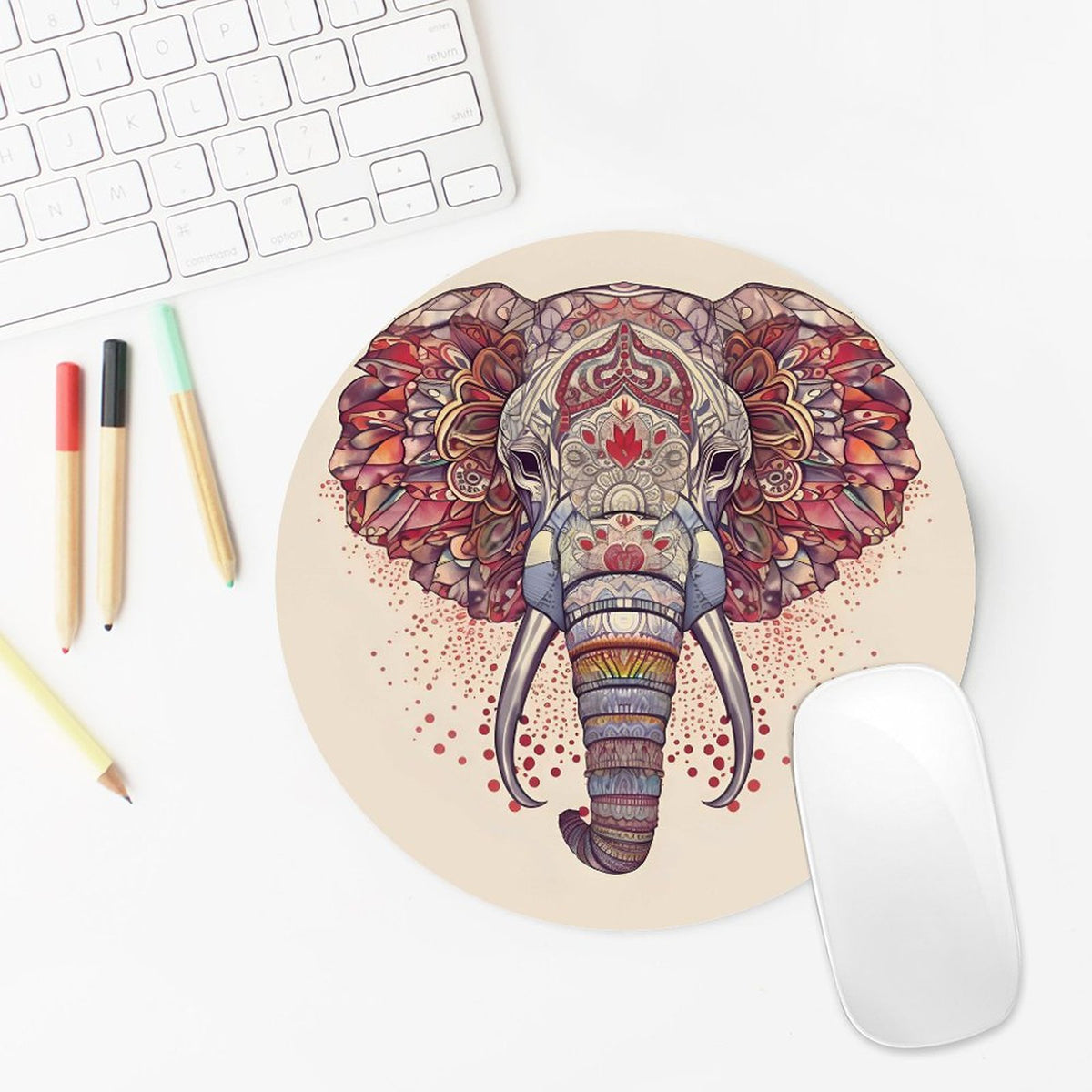 Elephant Round Mouse Pad