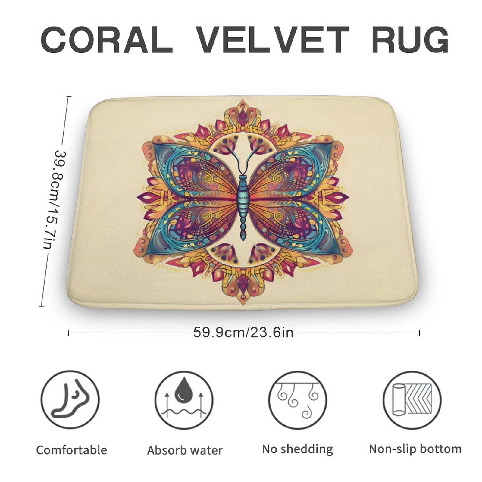 Butterfly Coral Velvet Rug