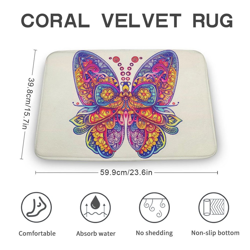 Butterfly Coral Velvet Rug