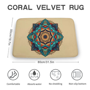 Geometric Coral Velvet Rug