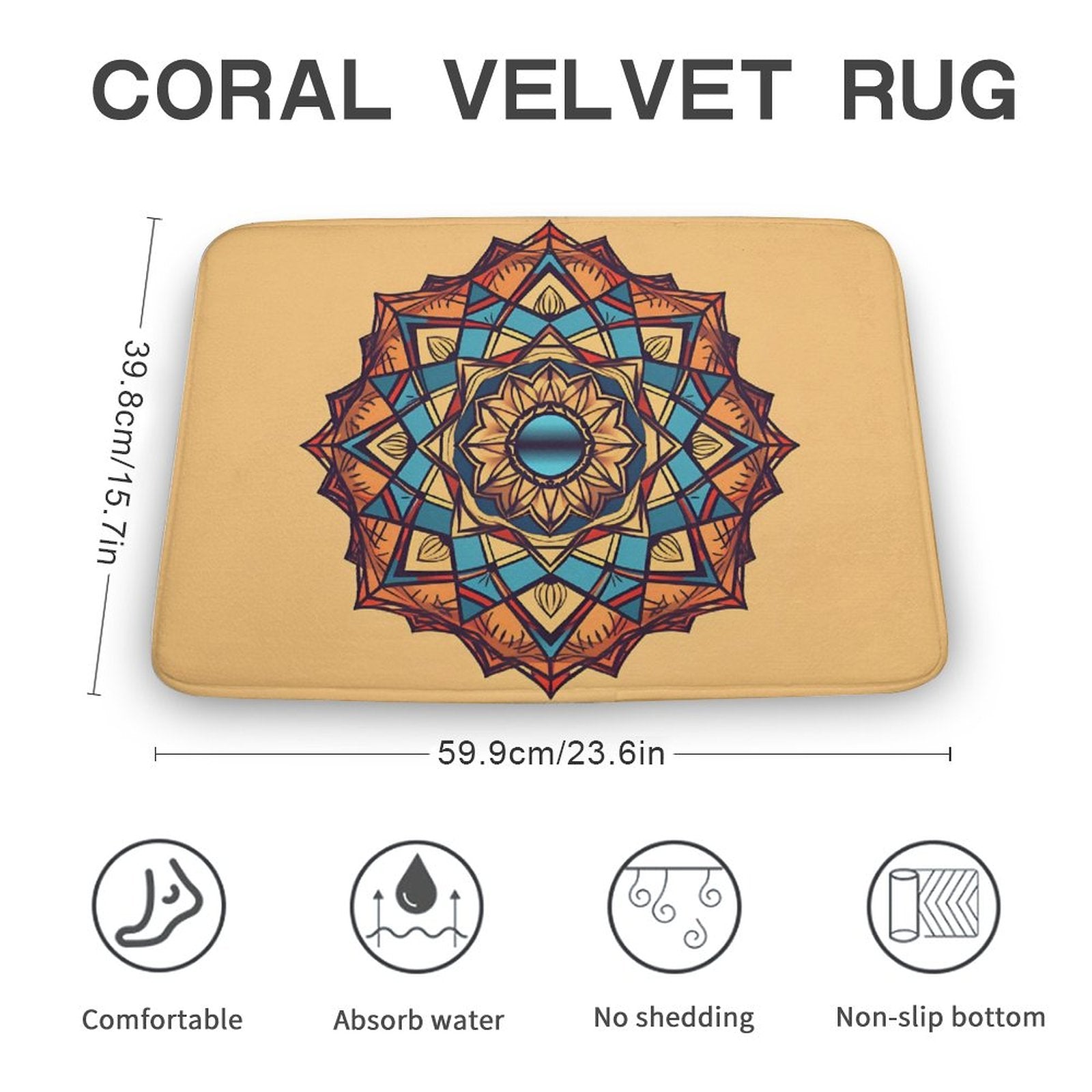 Geometric Coral Velvet Rug