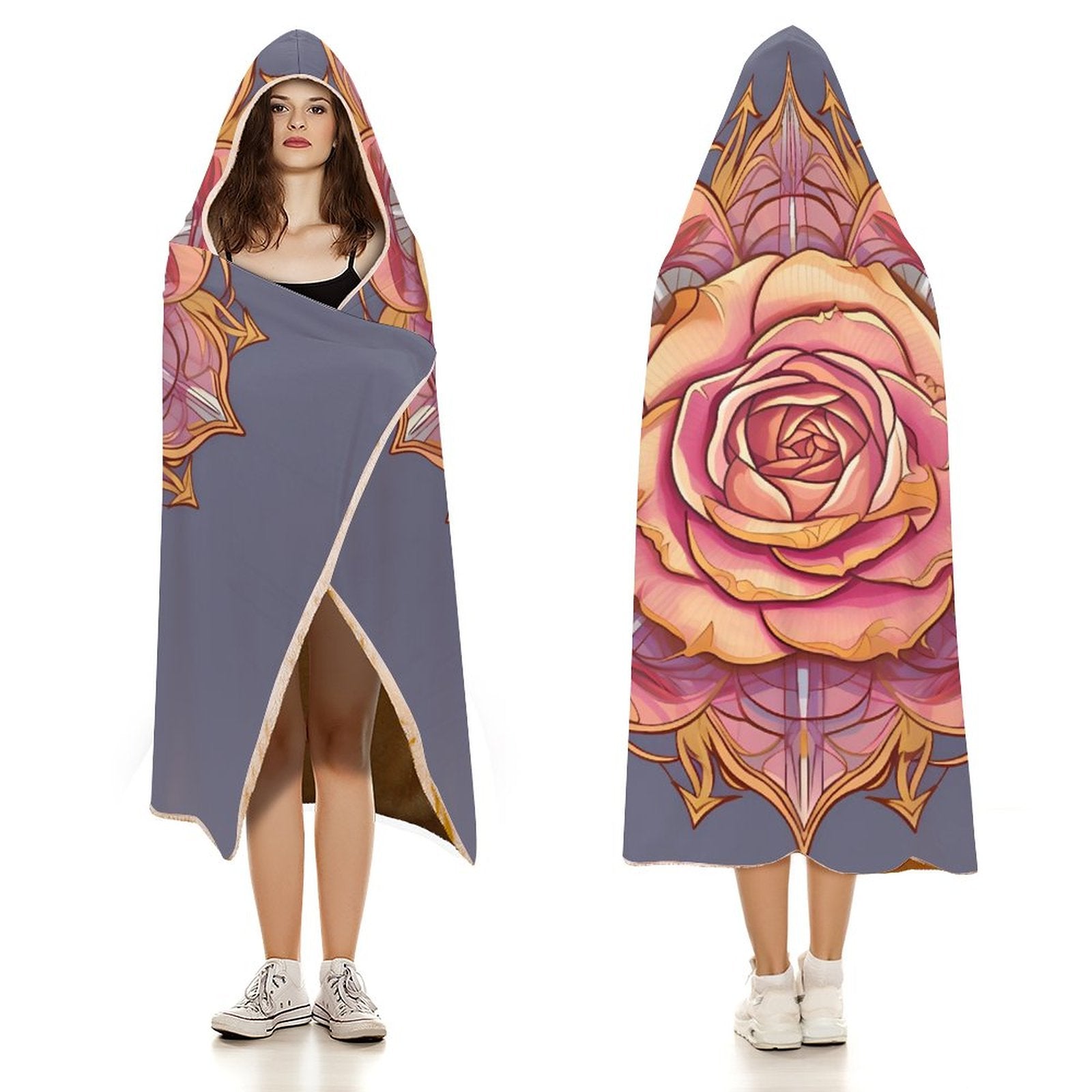 Manta con capucha de rosas