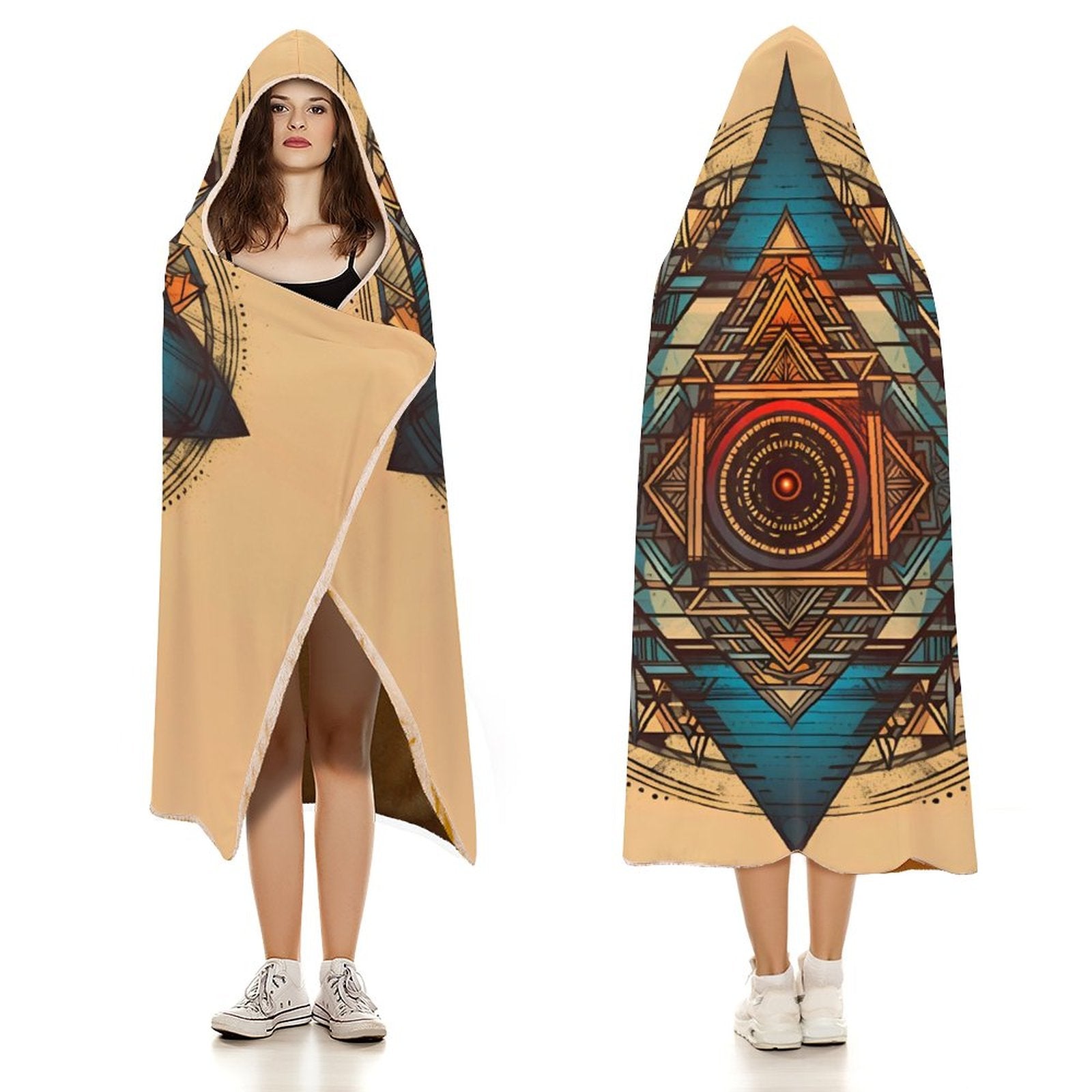 Manta con capucha geométrica