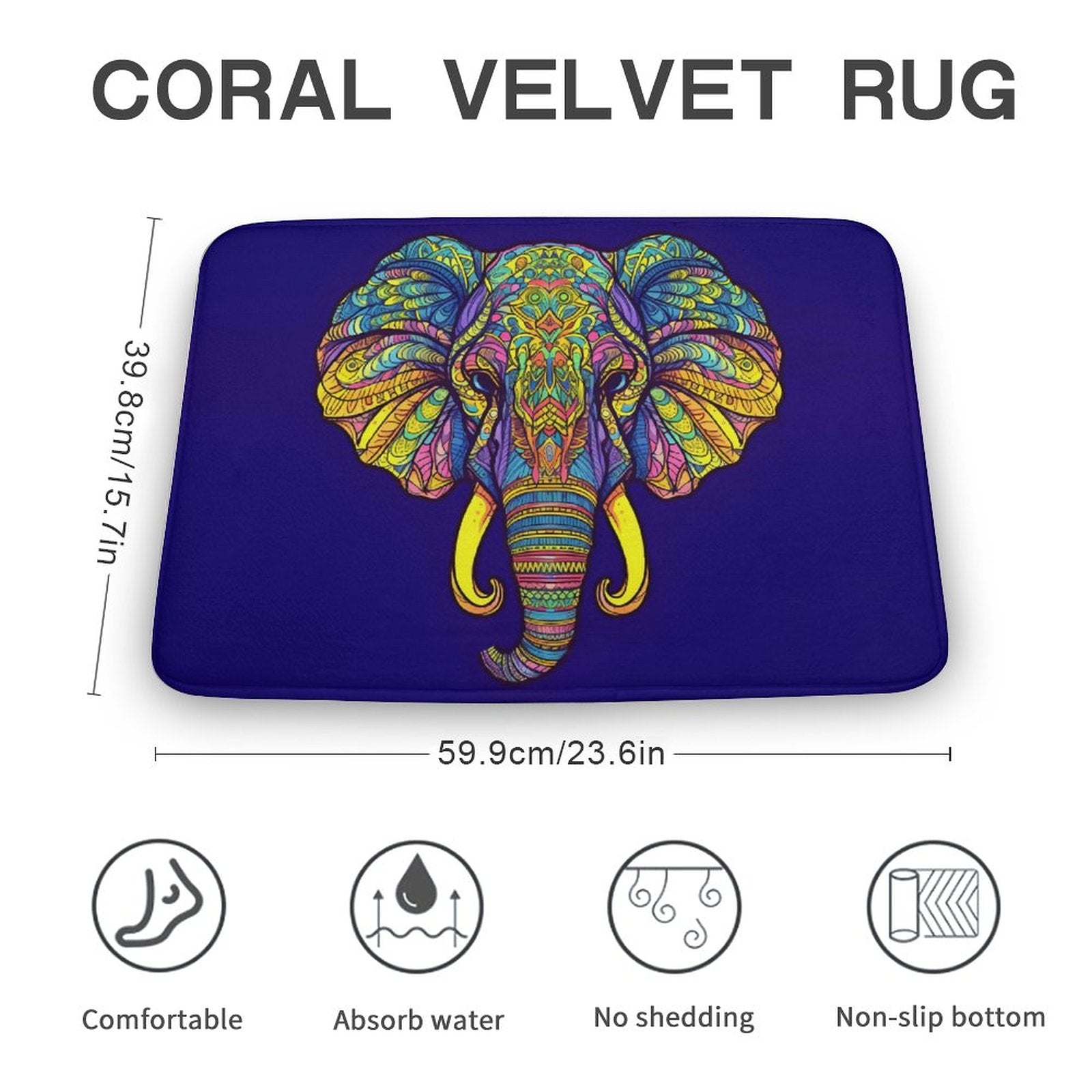 Elephant Coral Velvet Rug