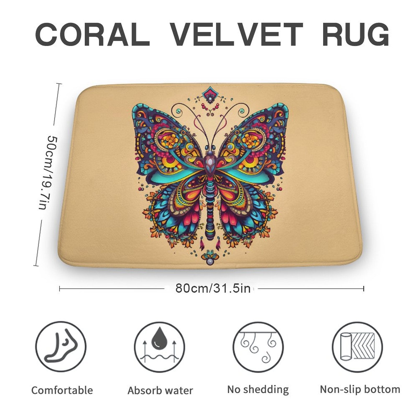 Butterfly Coral Velvet Rug