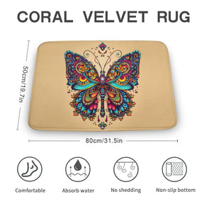 Butterfly Coral Velvet Rug