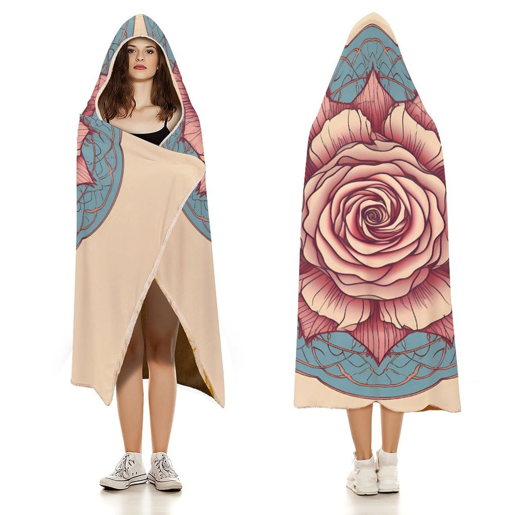 Manta con capucha de rosas