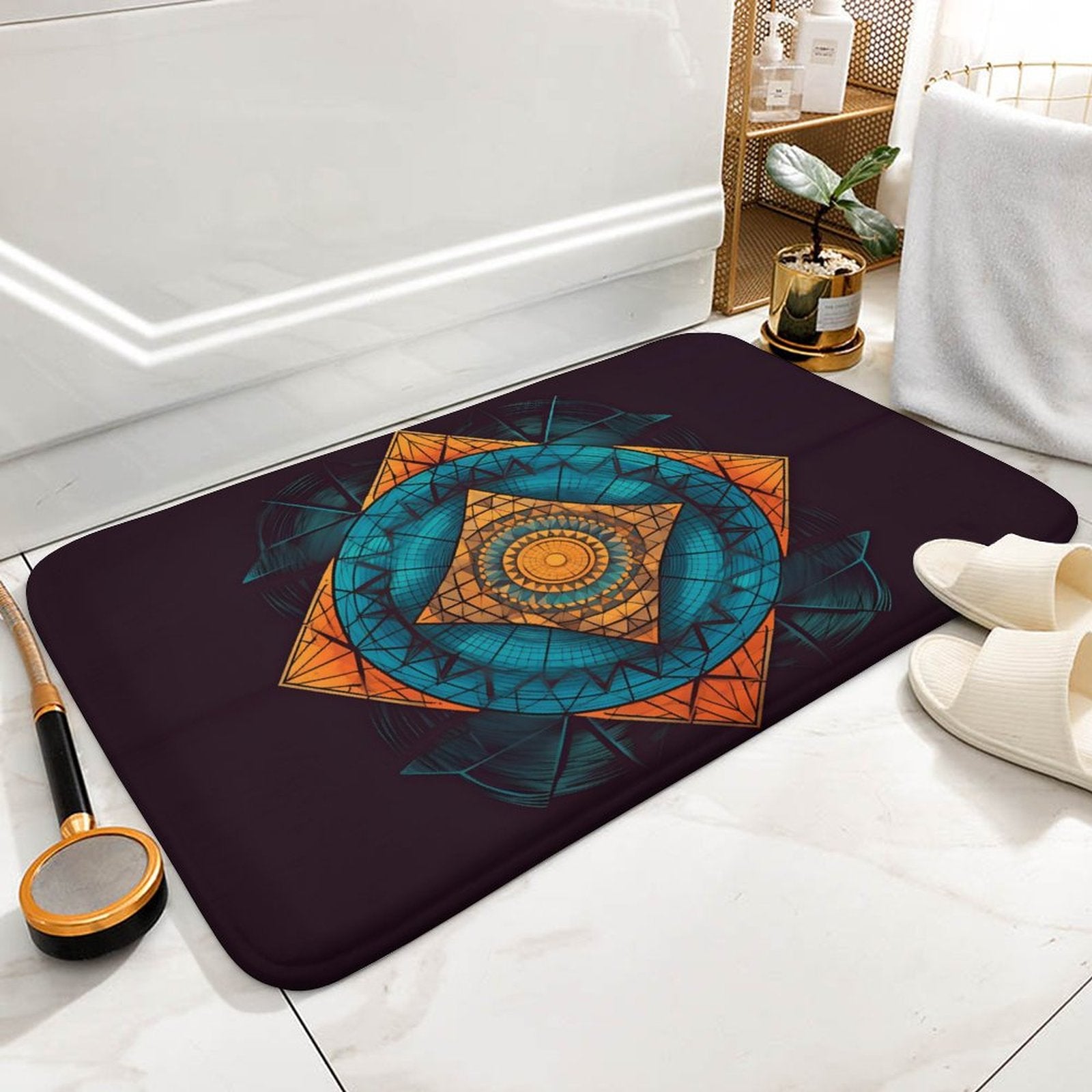 Geometric Coral Velvet Rug