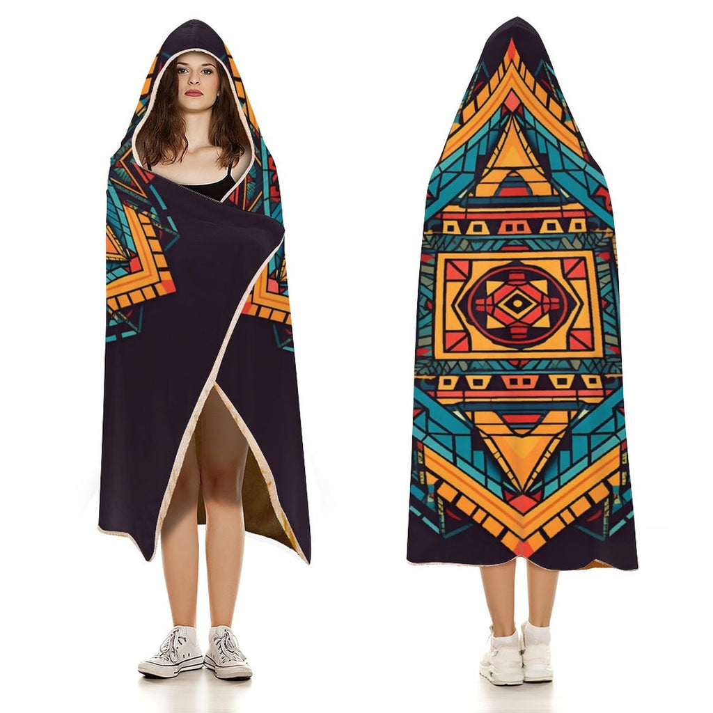 Manta con capucha geométrica