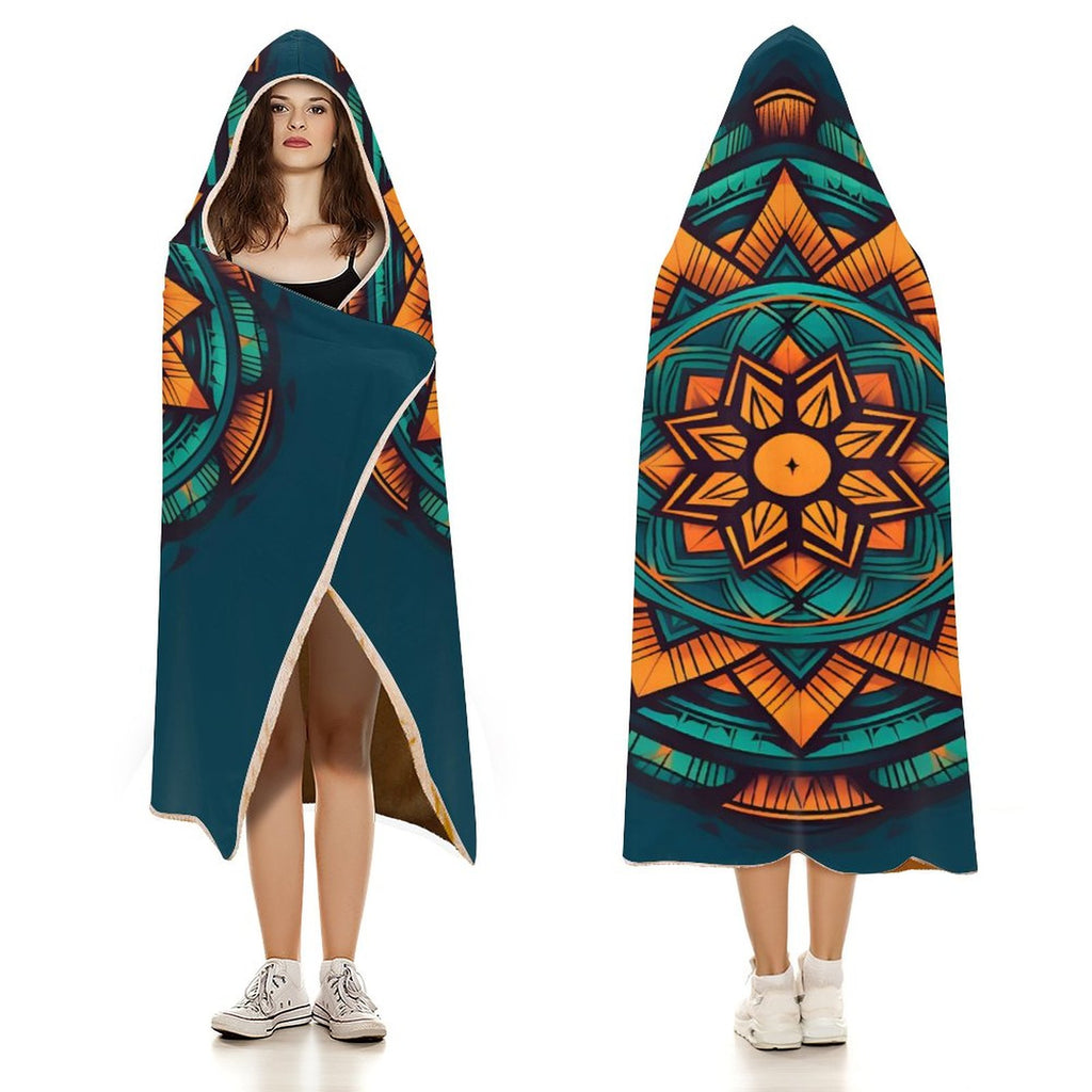 Manta con capucha geométrica