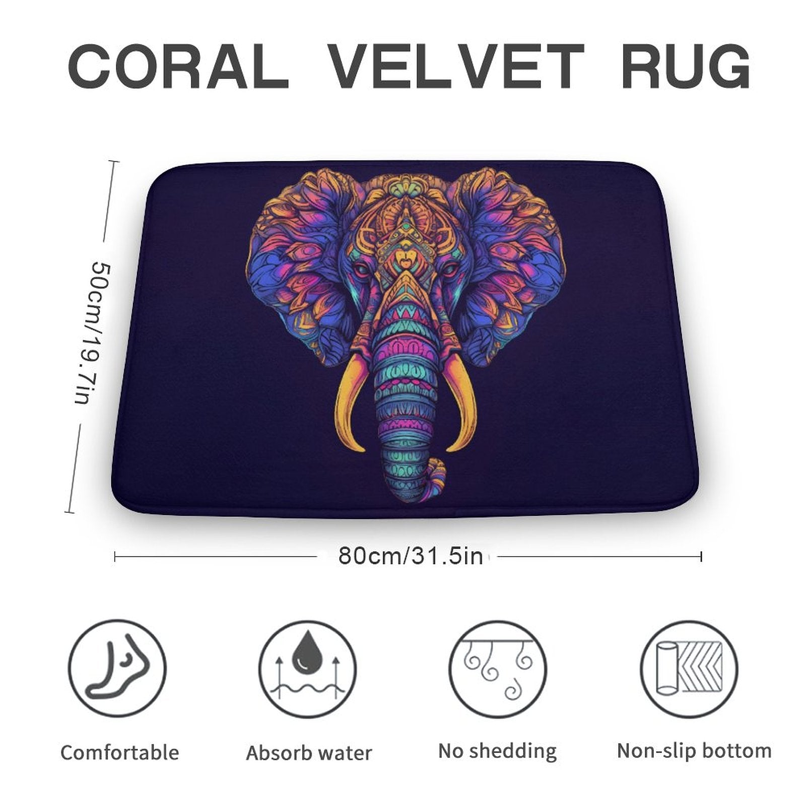 Elephant Coral Velvet Rug