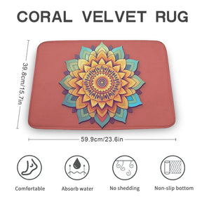 Sunflower Coral Velvet Rug