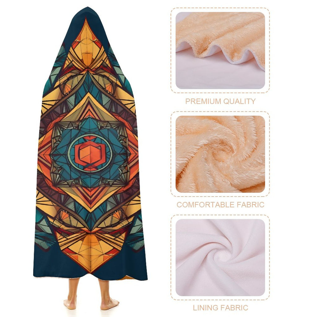 Manta con capucha geométrica