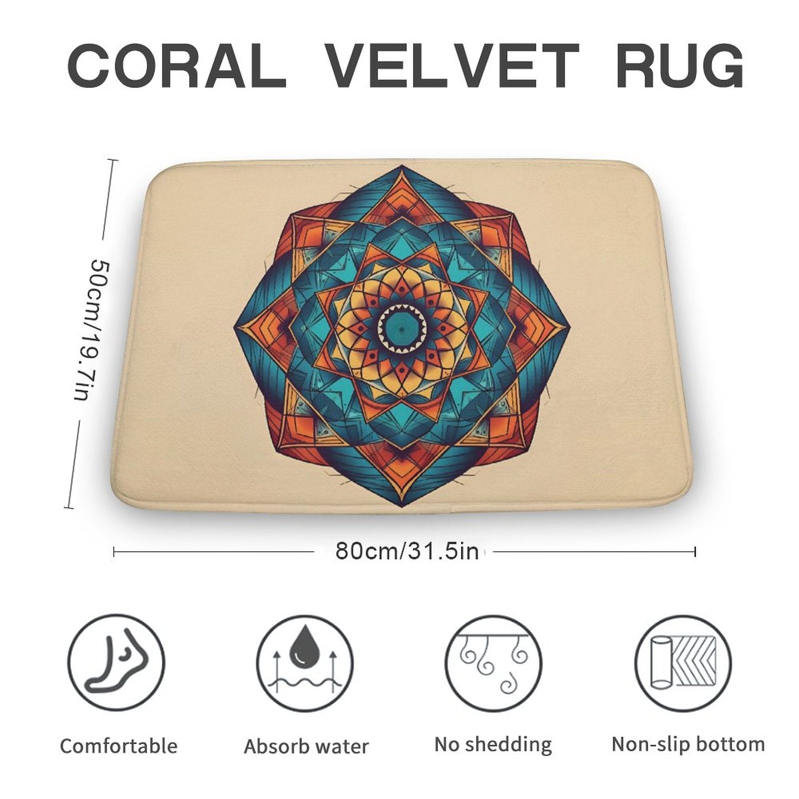 Geometric Coral Velvet Rug