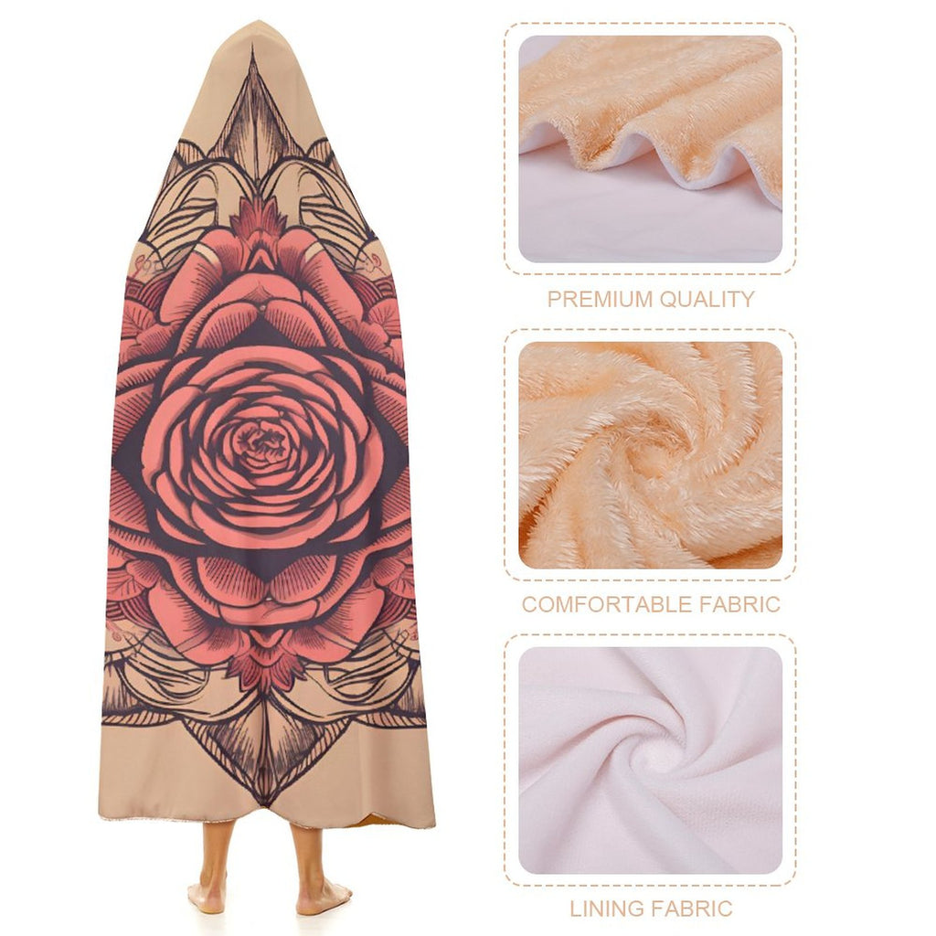 Manta con capucha de rosas