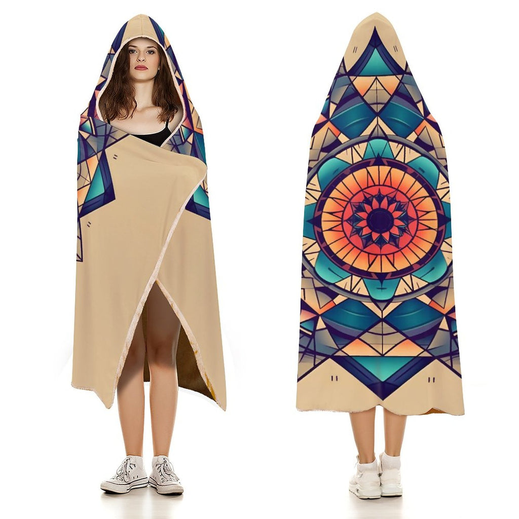 Manta con capucha geométrica