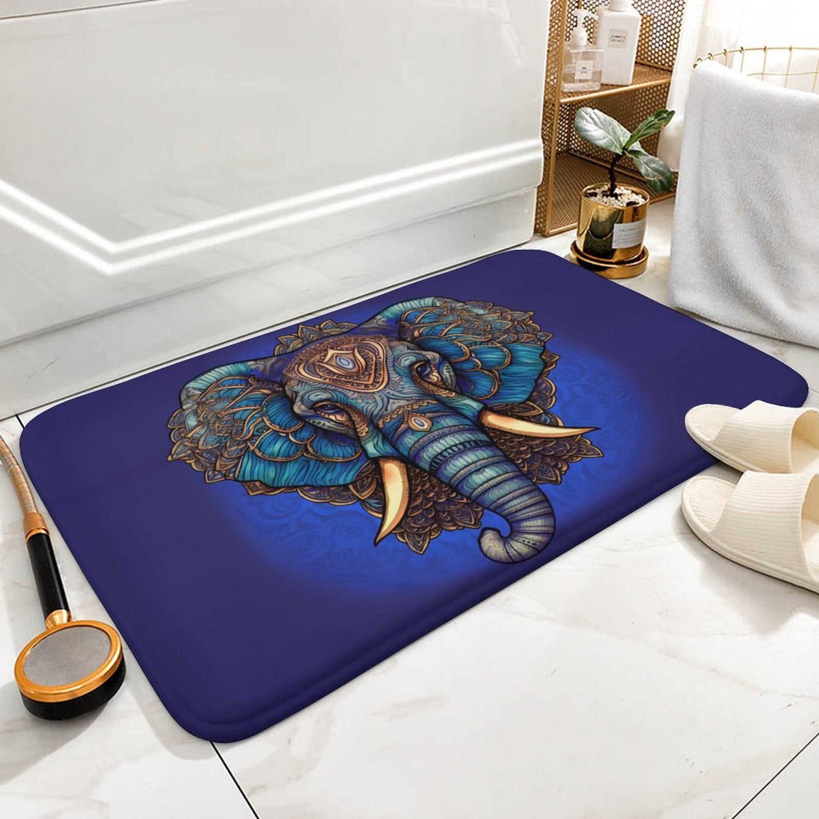 Elephant Coral Velvet Rug