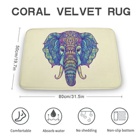 Elephant Coral Velvet Rug