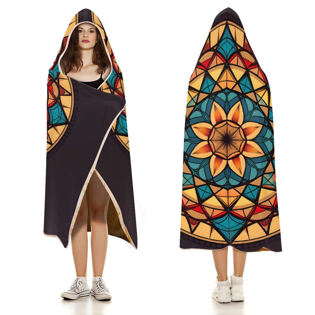 Manta con capucha geométrica