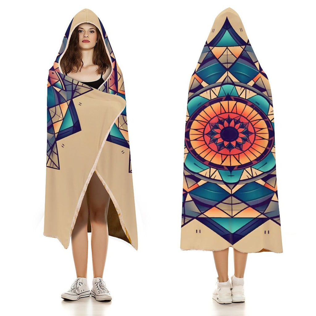 Manta con capucha geométrica