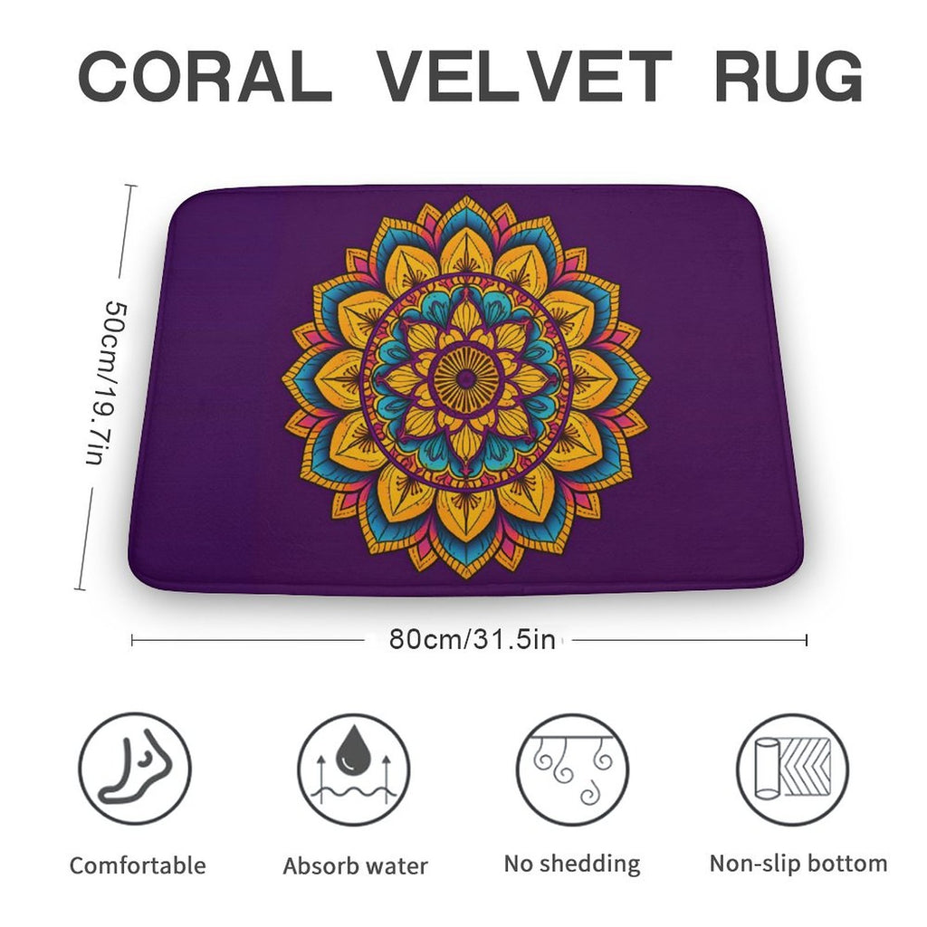 Alfombra de terciopelo coral con diseño de girasol