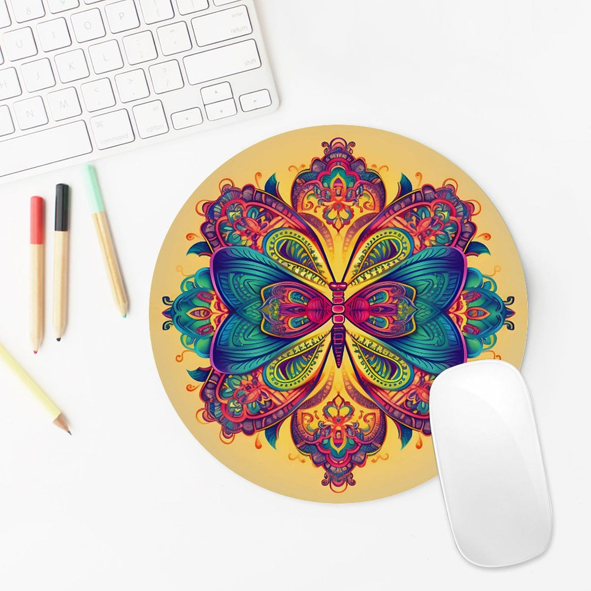 Butterfly Round Mouse Pad