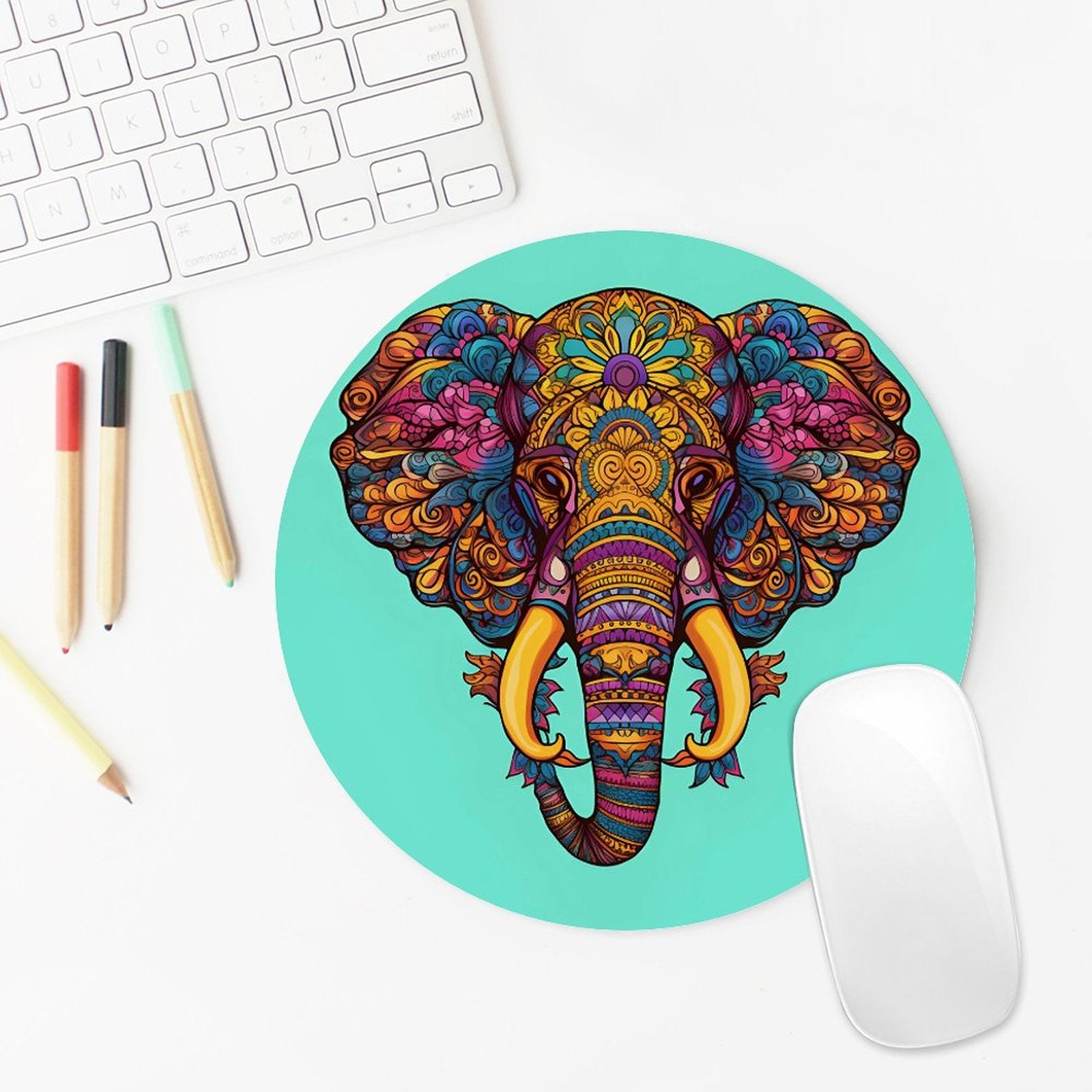 Elephant Round Mouse Pad