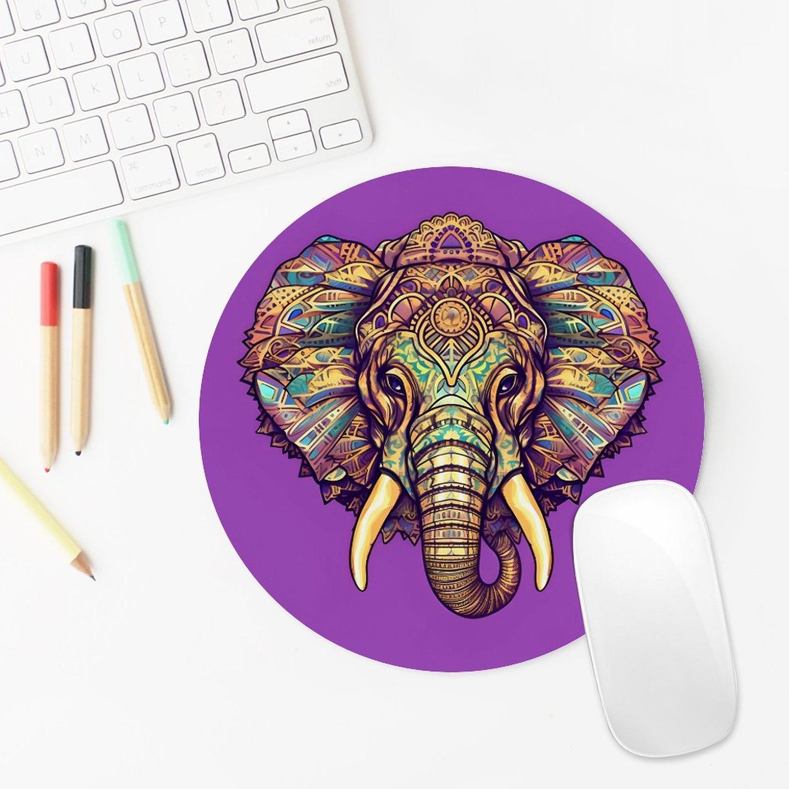 Elephant Round Mouse Pad