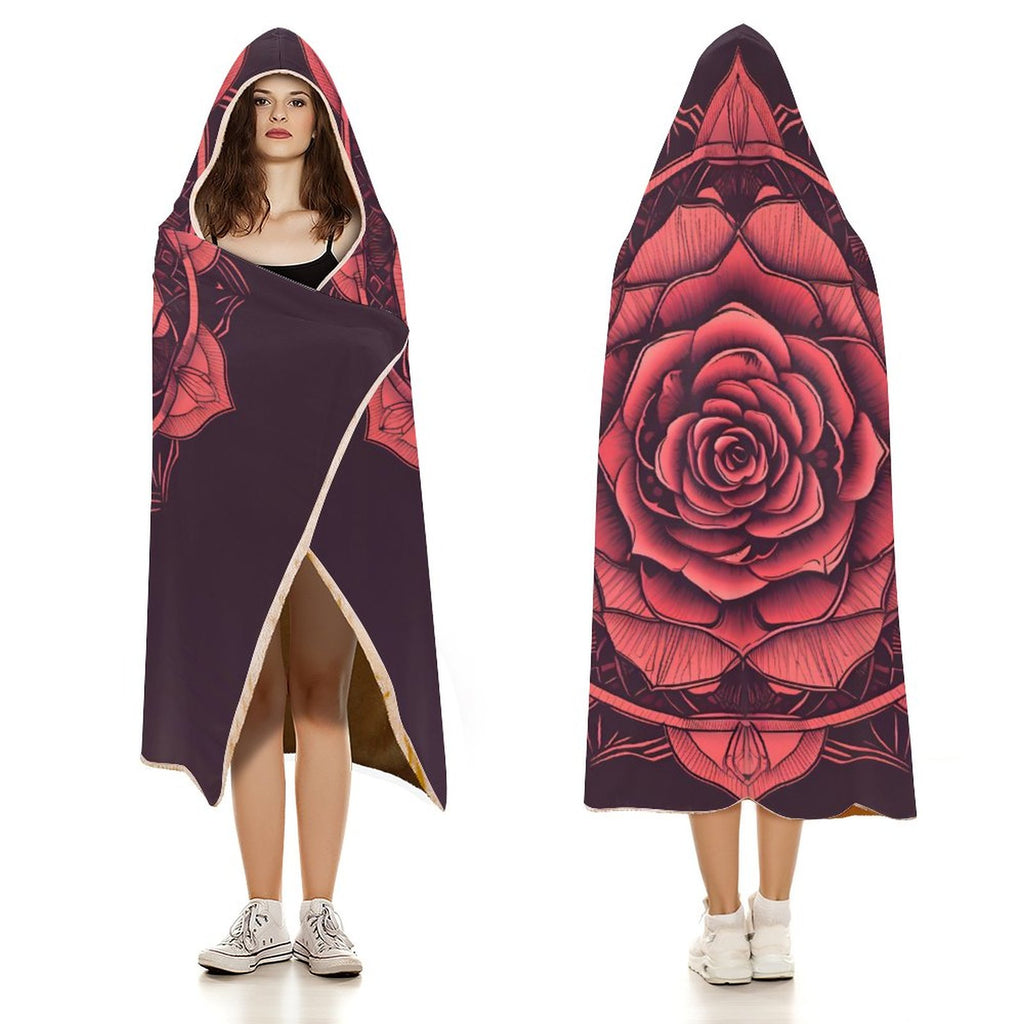 Manta con capucha de rosas