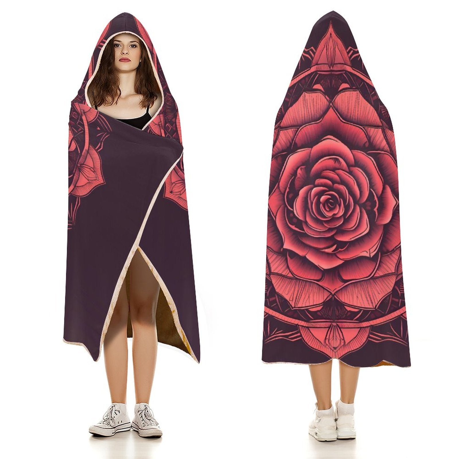 Manta con capucha de rosas