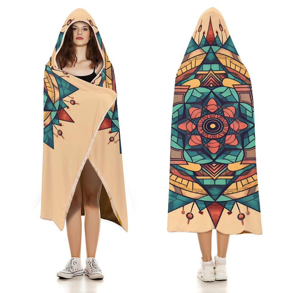 Manta con capucha geométrica