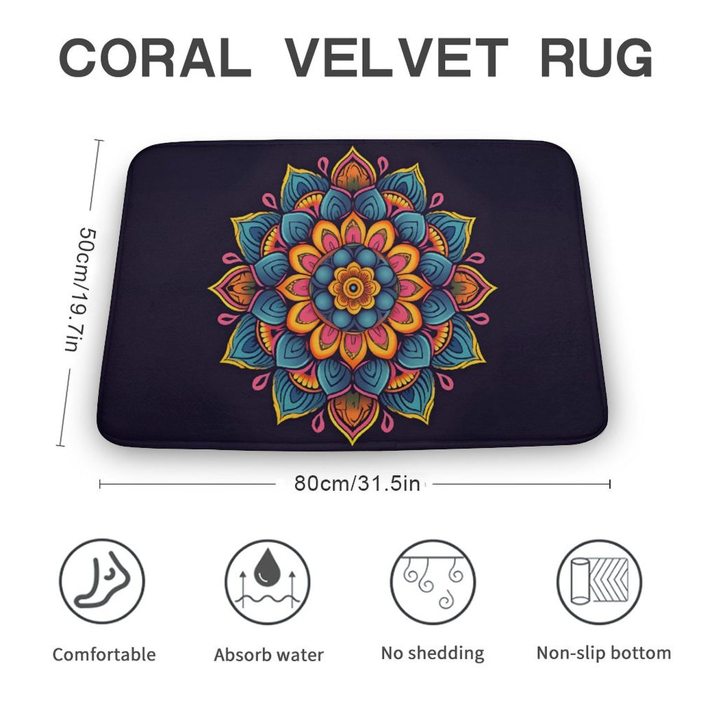 Flower Coral Velvet Rug