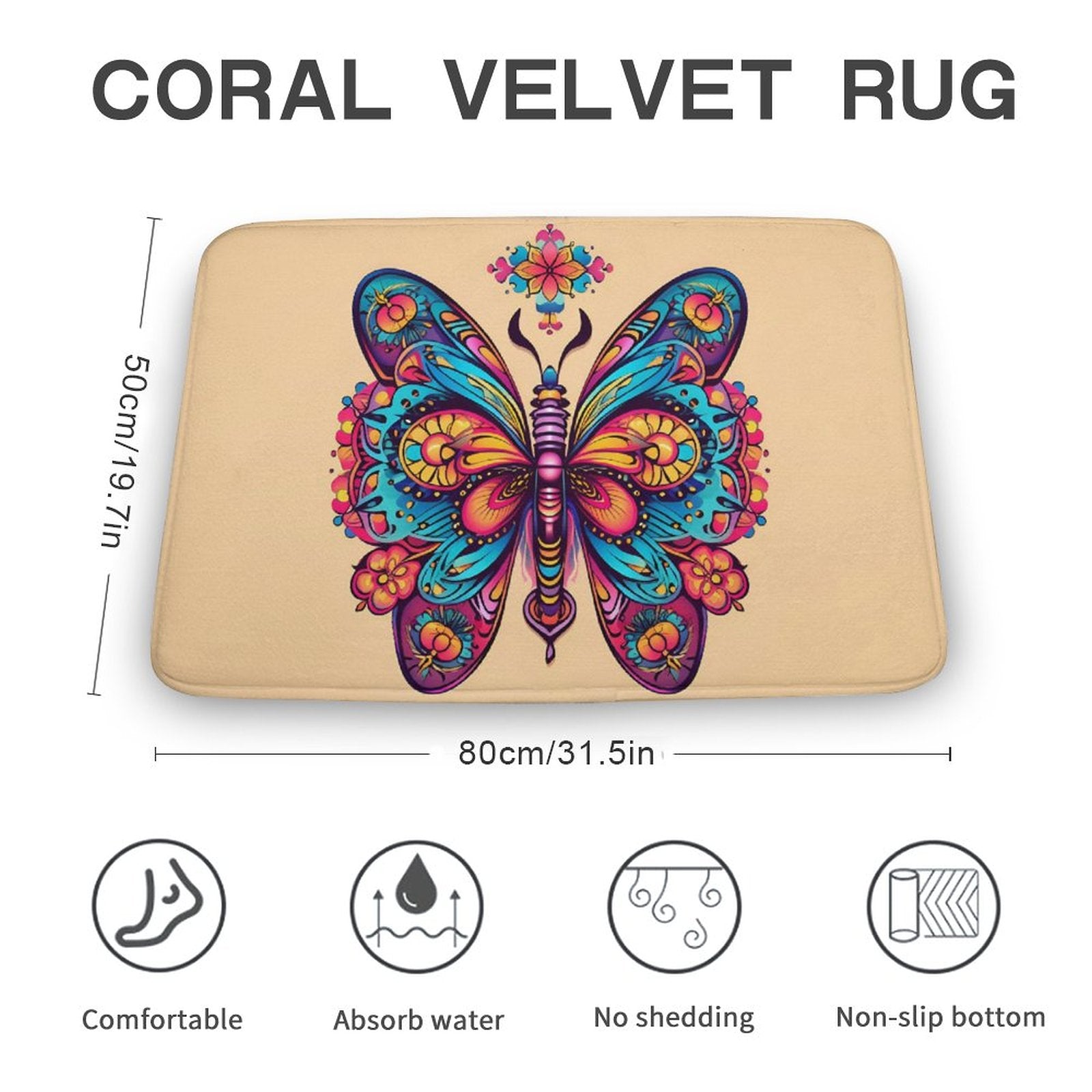 Butterfly Coral Velvet Rug