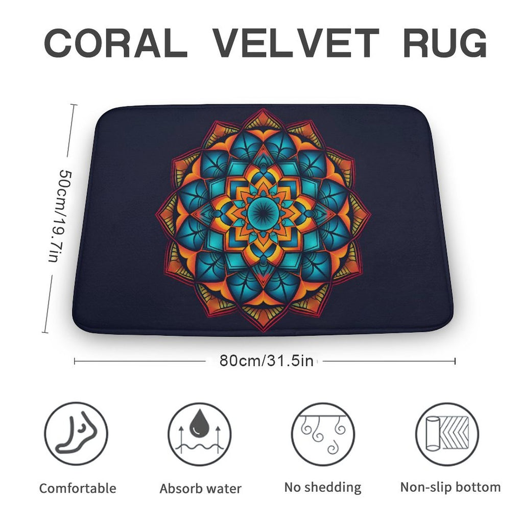 Geometric Coral Velvet Rug