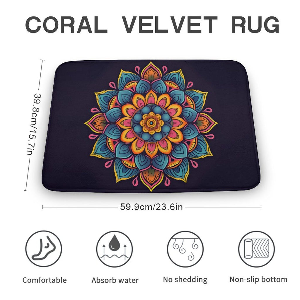 Flower Coral Velvet Rug